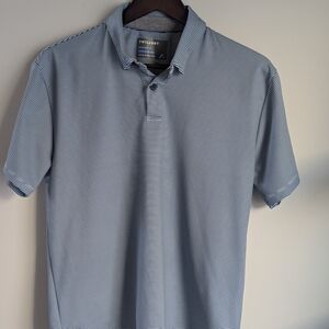 Twillory Performance Polo Shirt Mens Large L Blue White Striped Athleisure Golf